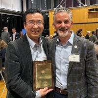 Wei Fan and Scott Auerbach at the Faculty Awards Ceremony on May 2, 2024