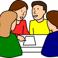Illustration of students working in group