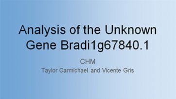 Analysis of the Unknown Gene Bradi1g67840.1